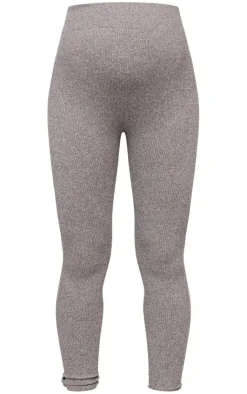 Outlet PrettyLittleThing Maternity Chocolate Snatched Rib High Waist Leggings Chocolate.
