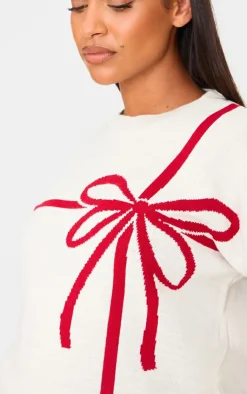 PrettyLittleThing Oversized Sweaters*Maternity Bow Detail Oversized Christmas Sweater