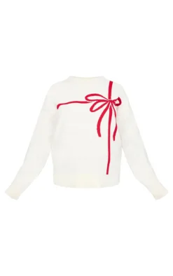 PrettyLittleThing Oversized Sweaters*Maternity Bow Detail Oversized Christmas Sweater