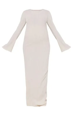 Maternity Brushed Rib Long Sleeve Maxi Dress-PrettyLittleThing Hot