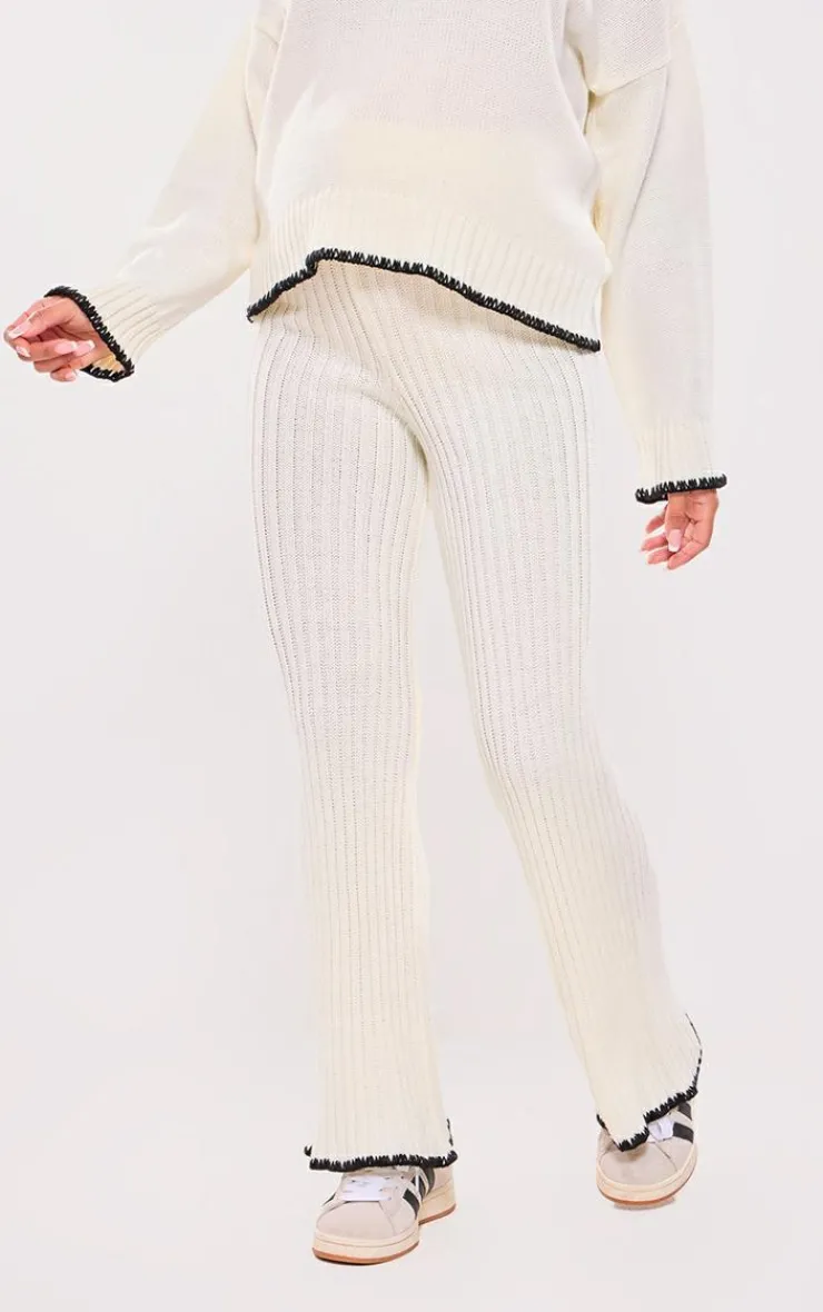 PrettyLittleThing Knitted Two Piece Sets*Maternity Contrast Trim Knit Flares