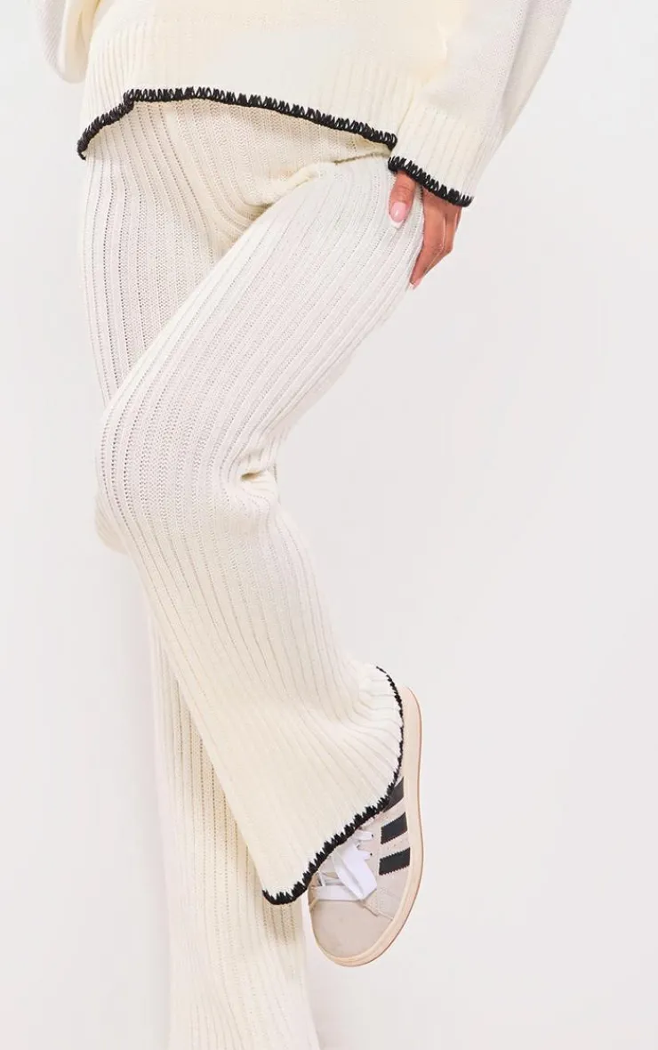 PrettyLittleThing Knitted Two Piece Sets*Maternity Contrast Trim Knit Flares