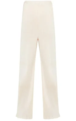 PrettyLittleThing Maternity Plisse High Waisted Wide Leg Pants Cream