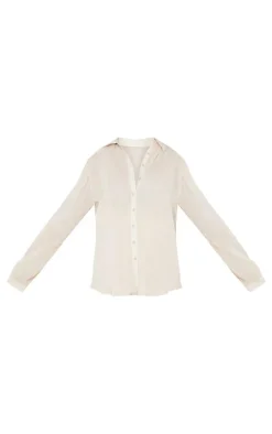 Clearance PrettyLittleThing Maternity Plisse Shirt Cream