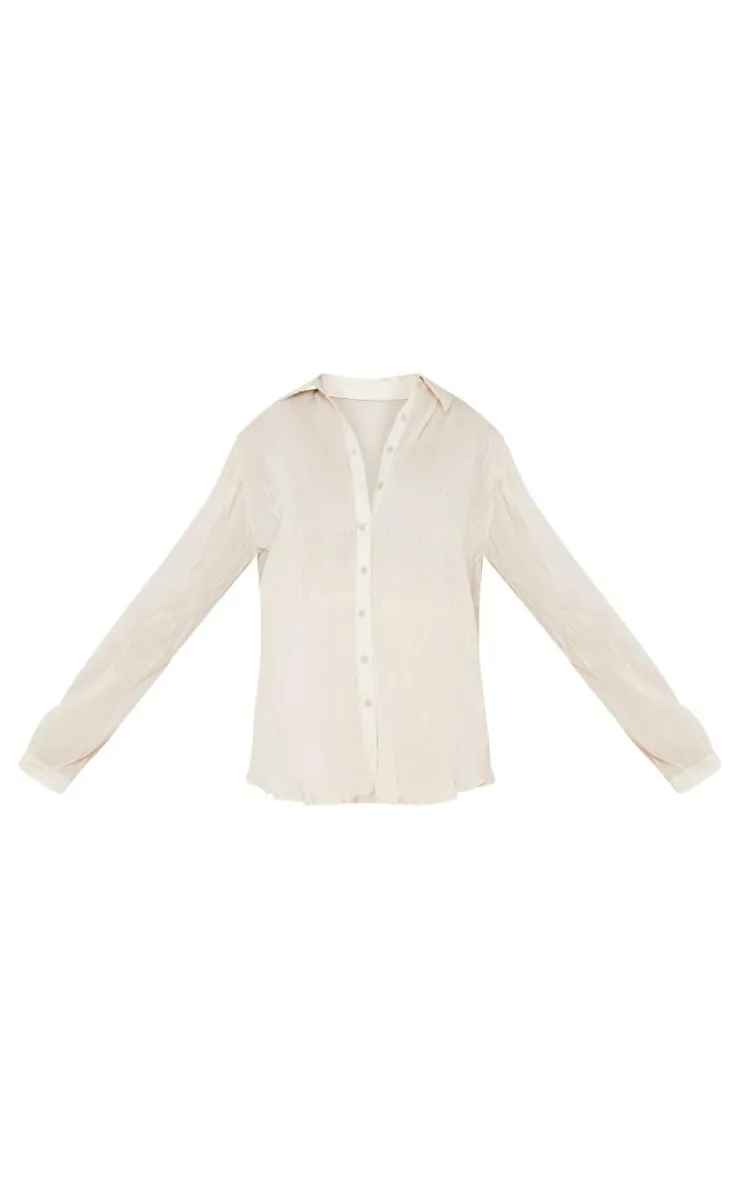 Clearance PrettyLittleThing Maternity Plisse Shirt Cream