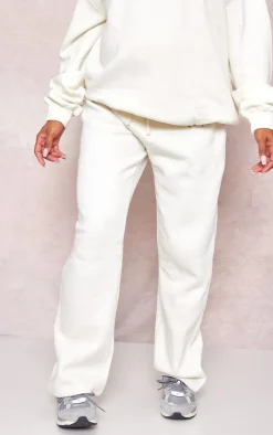 Sale PrettyLittleThing Maternity Plt Embroidered Wide Leg Sweatpants Cream