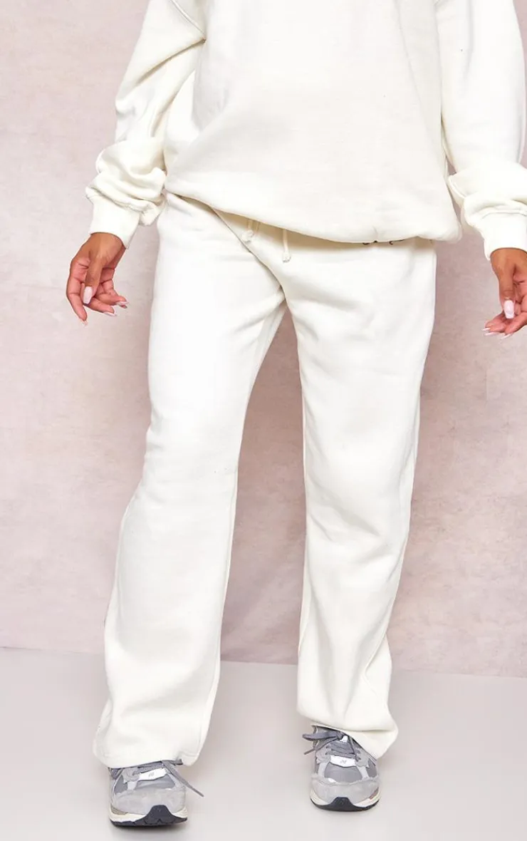 Sale PrettyLittleThing Maternity Plt Embroidered Wide Leg Sweatpants Cream
