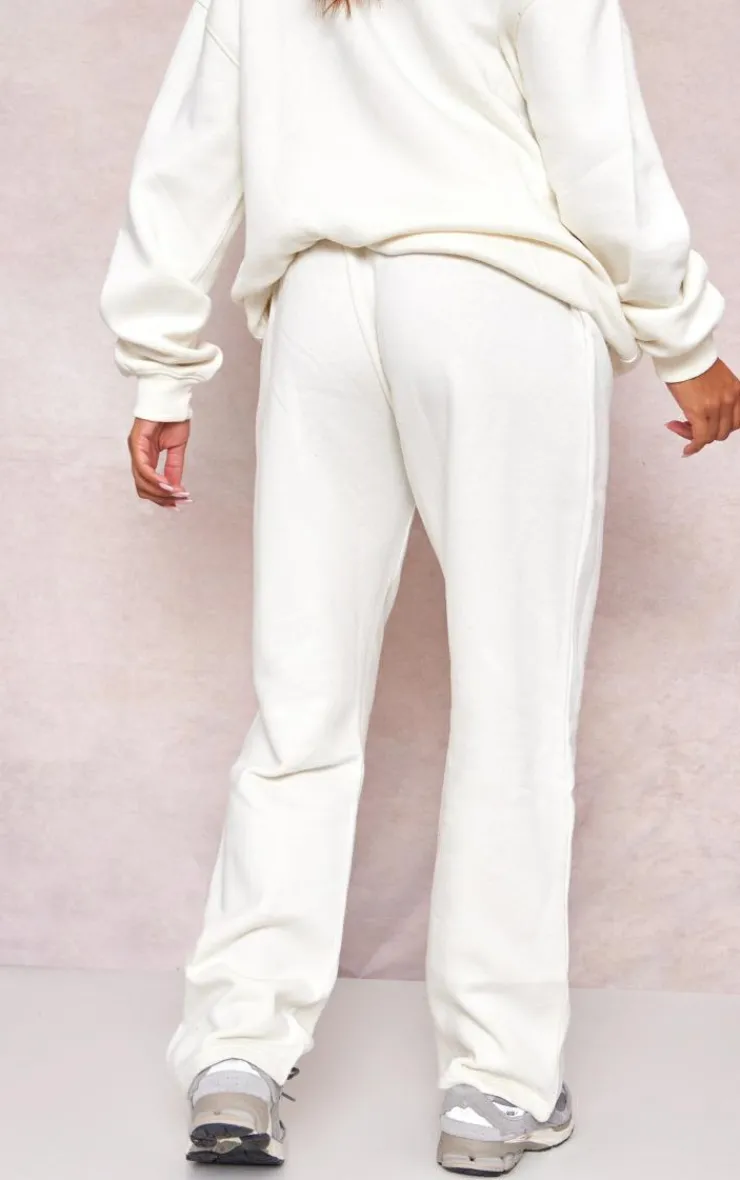 Sale PrettyLittleThing Maternity Plt Embroidered Wide Leg Sweatpants Cream