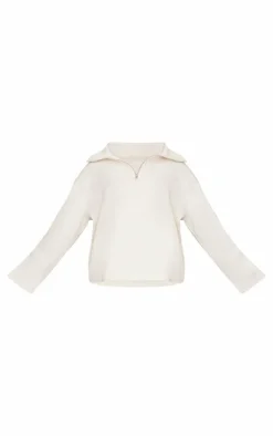 PrettyLittleThing Maternity Quarter Zip Long Sleeve Sweatshirt Cream