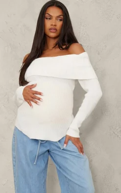 PrettyLittleThing Knitted Tops*Maternity Rib Knit Bandeau Long Sleeve Top