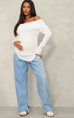 PrettyLittleThing Knitted Tops*Maternity Rib Knit Bandeau Long Sleeve Top