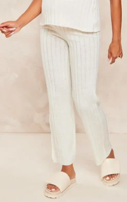 Outlet PrettyLittleThing Maternity Rib Knitted Flared Pants Cream