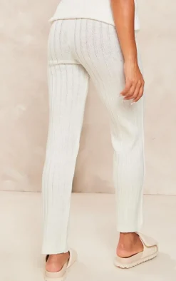 Outlet PrettyLittleThing Maternity Rib Knitted Flared Pants Cream