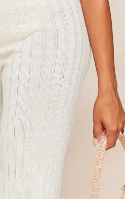 Outlet PrettyLittleThing Maternity Rib Knitted Flared Pants Cream