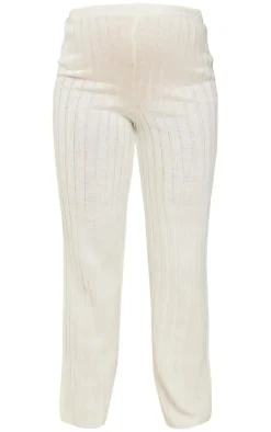 Outlet PrettyLittleThing Maternity Rib Knitted Flared Pants Cream