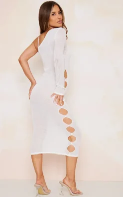 Maternity Sheer Knitted One Shoulder Midi Dress-PrettyLittleThing Discount