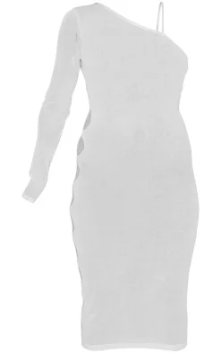 Maternity Sheer Knitted One Shoulder Midi Dress-PrettyLittleThing Discount