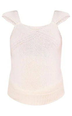 New PrettyLittleThing Maternity Short Sleeve Knitted Top Cream