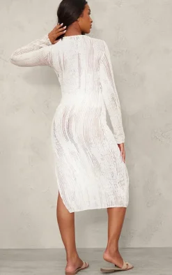 Maternity Textured Midi Dress With Side Split-PrettyLittleThing Best