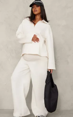 Online PrettyLittleThing Maternity Wide Leg Sweatpants Cream