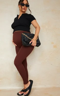 PrettyLittleThing Snatched*Maternity Dark Contour Bump Support Ribbed Leggings