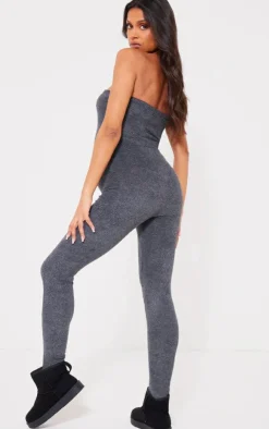 Discount PrettyLittleThing Maternity Towel Texture Over The Bump Jumpsuit Dark Grey