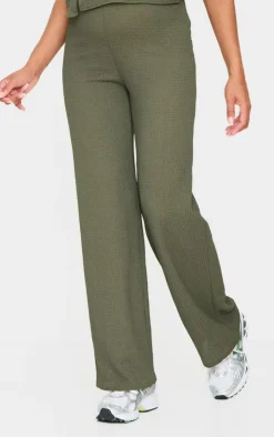 Sale PrettyLittleThing Maternity Textured Wide Leg Pants Dark Khaki