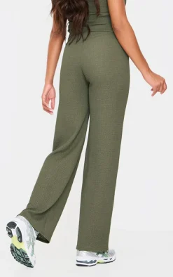 Sale PrettyLittleThing Maternity Textured Wide Leg Pants Dark Khaki