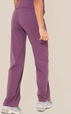 Online PrettyLittleThing Maternity Core Collection Tab Snatched Sculpt Flared Pants Eggplant