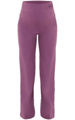 Online PrettyLittleThing Maternity Core Collection Tab Snatched Sculpt Flared Pants Eggplant