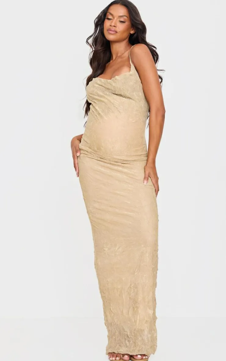Maternity Glitter Mesh Cowl Neck Maxi Dress-PrettyLittleThing Online