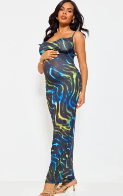 Maternity Multi Print Cowl Maxi Dress-PrettyLittleThing Hot