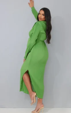 Maternity Plisse Button Thru Midi Dress-PrettyLittleThing Clearance