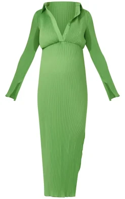 Maternity Plisse Button Thru Midi Dress-PrettyLittleThing Clearance
