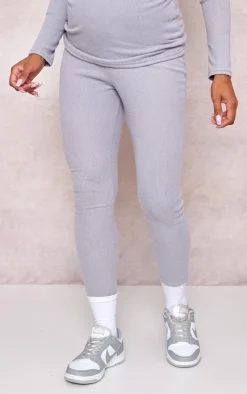 PrettyLittleThing Maternity Brushed Rib Leggings Grey