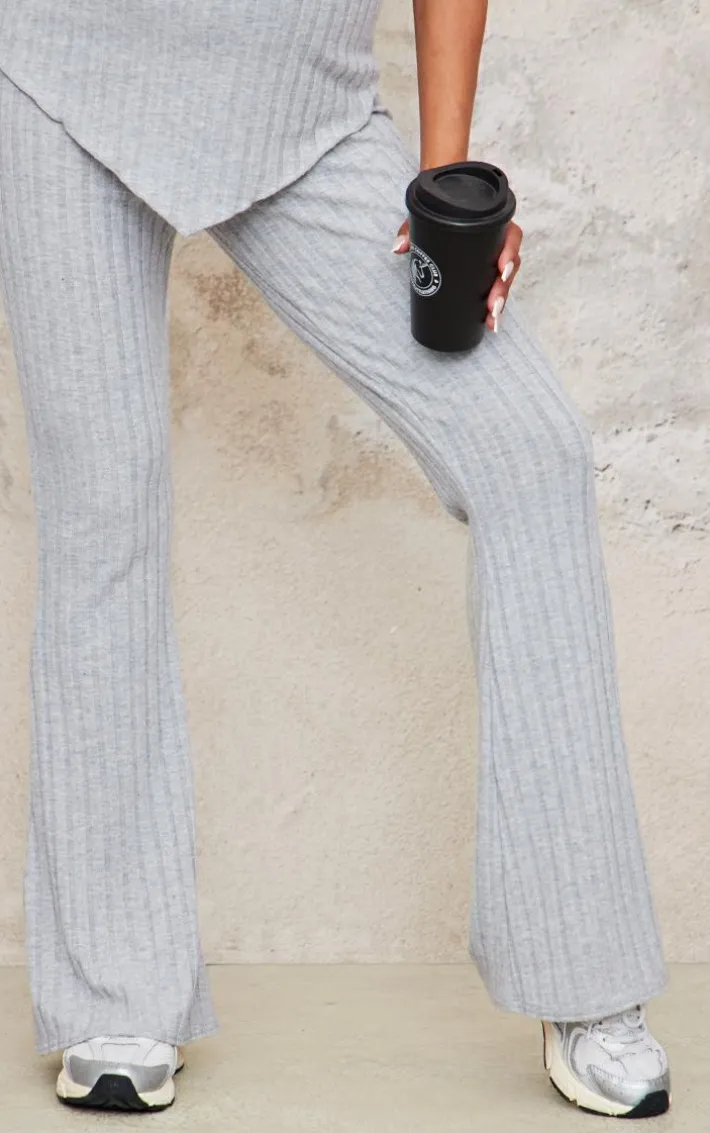 Maternity Grey Brushed Rib Flare Pants