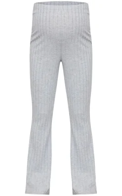 Maternity Grey Brushed Rib Flare Pants