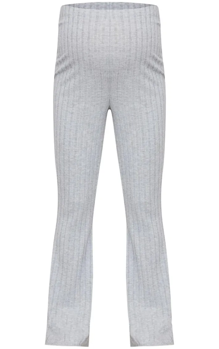 Maternity Grey Brushed Rib Flare Pants