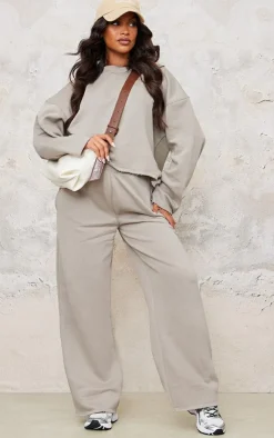 Outlet PrettyLittleThing Maternity Fleeceback Wide Leg Sweatpants Grey