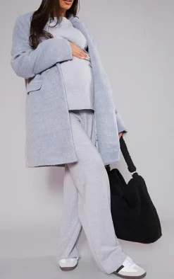 Maternity Grey Knitted Wide Leg Pants