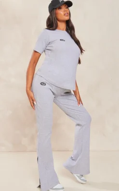 Outlet PrettyLittleThing Maternity Logo Detail Split Hem Pants Grey