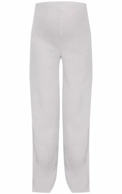 New PrettyLittleThing Maternity Brushed Rib Flared Pants Grey Marl