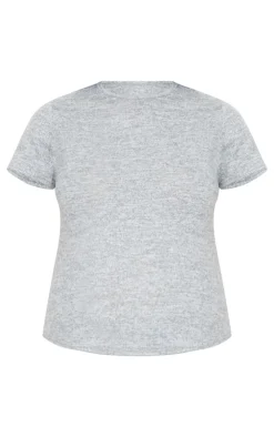 Hot PrettyLittleThing Maternity Brushed Short Sleeve T-shirt Grey Marl