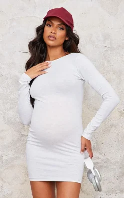 Maternity Cotton Tie Scoop Back Mini Dress-PrettyLittleThing
