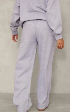 Discount PrettyLittleThing Maternity Mama Printed Wide Leg Sweatpants Grey Marl