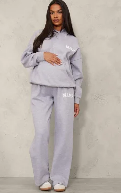 Sale PrettyLittleThing Maternity Mama Printed Hoodie Grey Marl