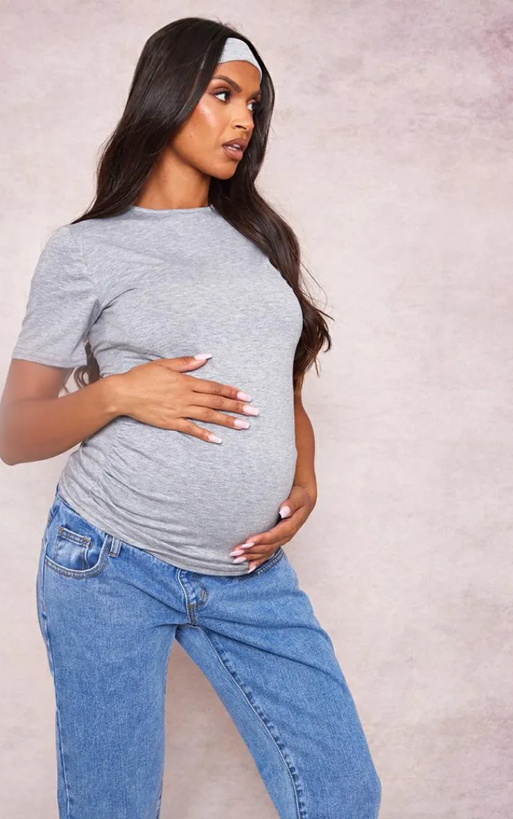 PrettyLittleThing T-Shirts*Maternity Maternity Short Sleeve Basic Crew Neck Fitted T Shirt