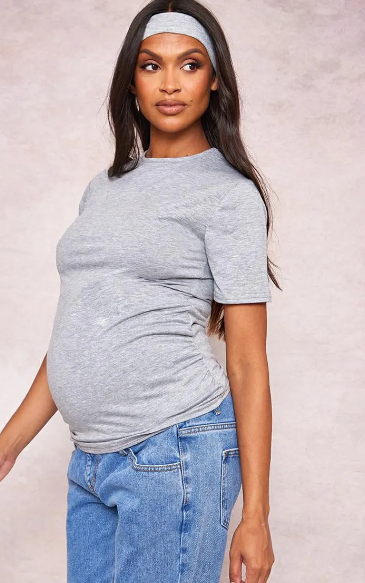 PrettyLittleThing T-Shirts*Maternity Maternity Short Sleeve Basic Crew Neck Fitted T Shirt