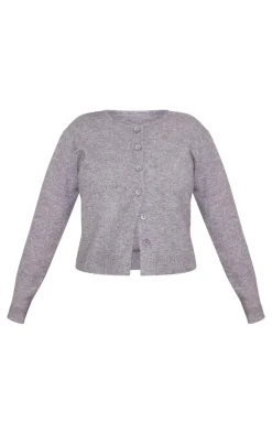 Discount PrettyLittleThing Maternity Melange Soft Knit Basic Button Up Cardigan Grey