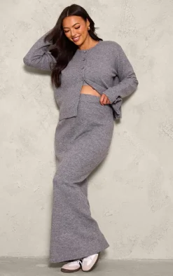 Hot PrettyLittleThing Maternity Melange Soft Knit Maxi Skirt Grey